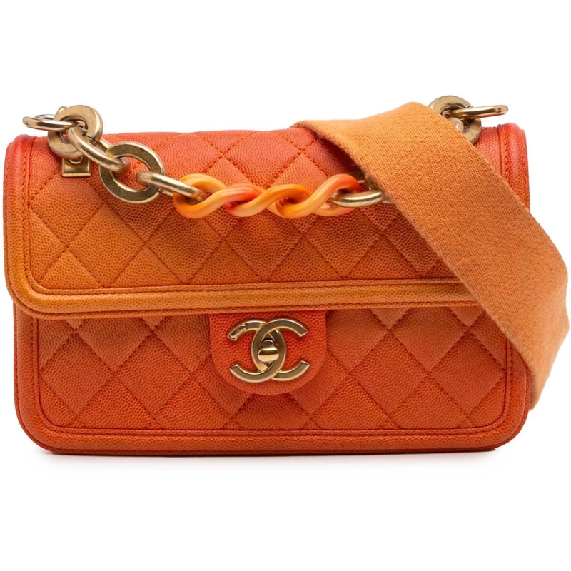Chanel Sac à bandoulière Small Quilted Caviar Sunset On The Sea Flap orange