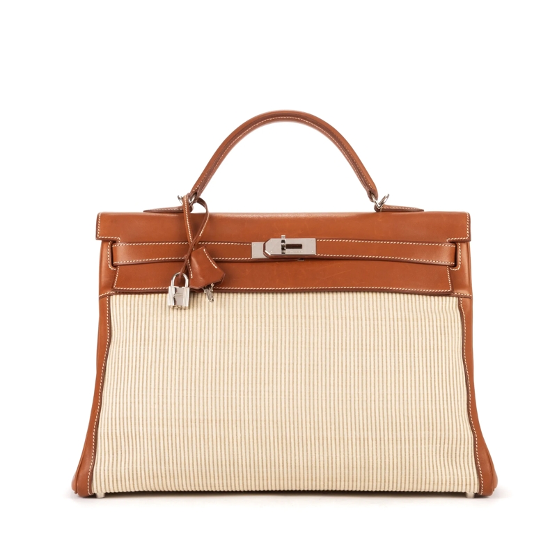 Hermès Crossbody Bag Fauve Barenia and Ecru Crinoline  Kelly 40 braun