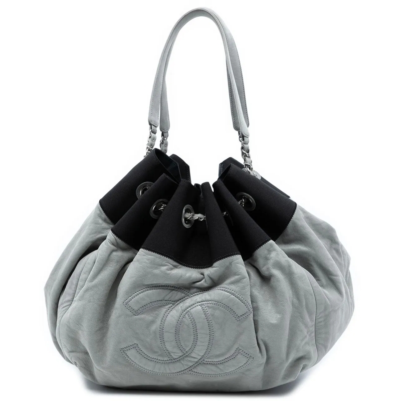 Chanel Shopper Lambskin Stretch Spirit Cabas Tote grau