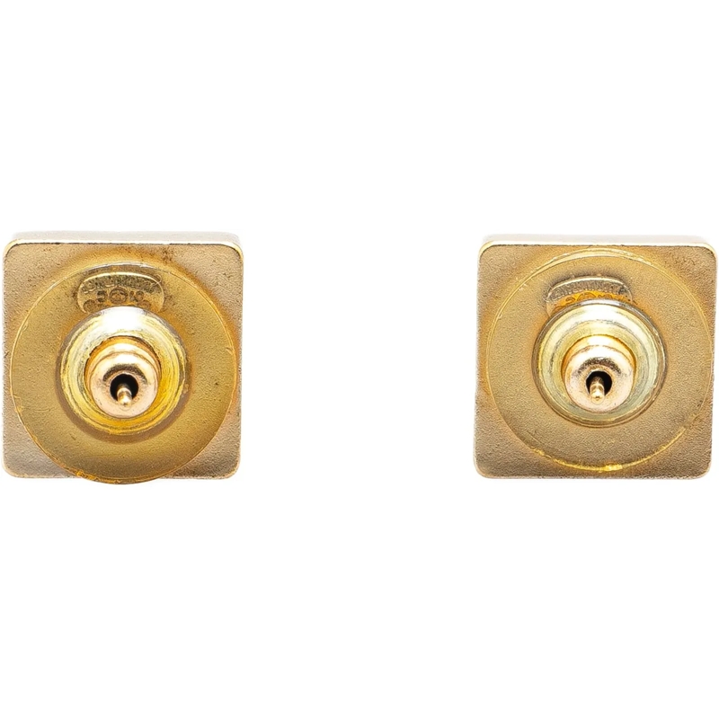Chanel  Gold Plated Square CC Mirror Push Back Earrings gold