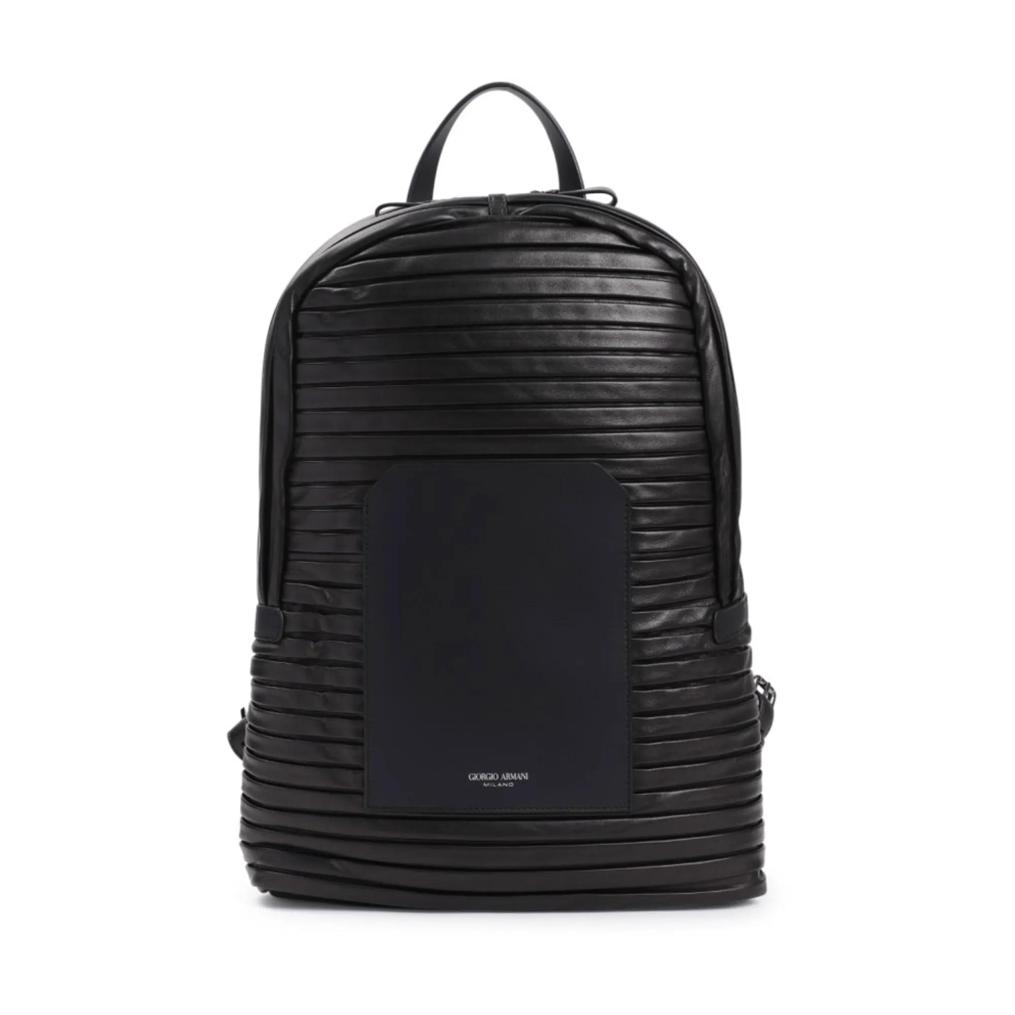 Giorgio Armani Black Lamb Leather Backpack Black Rucksack