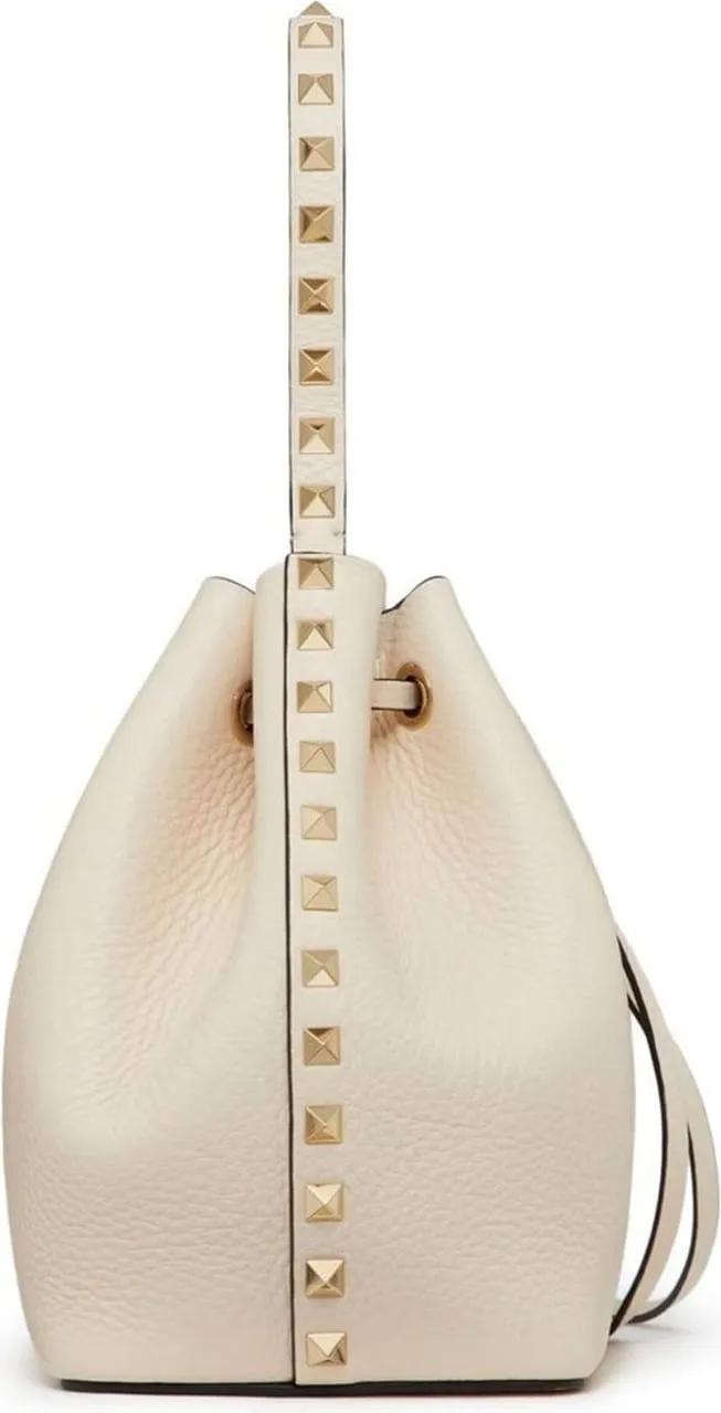 Valentino Garavani Rockstud Bucket Tas met Trekkoordsluiting Beige Dames