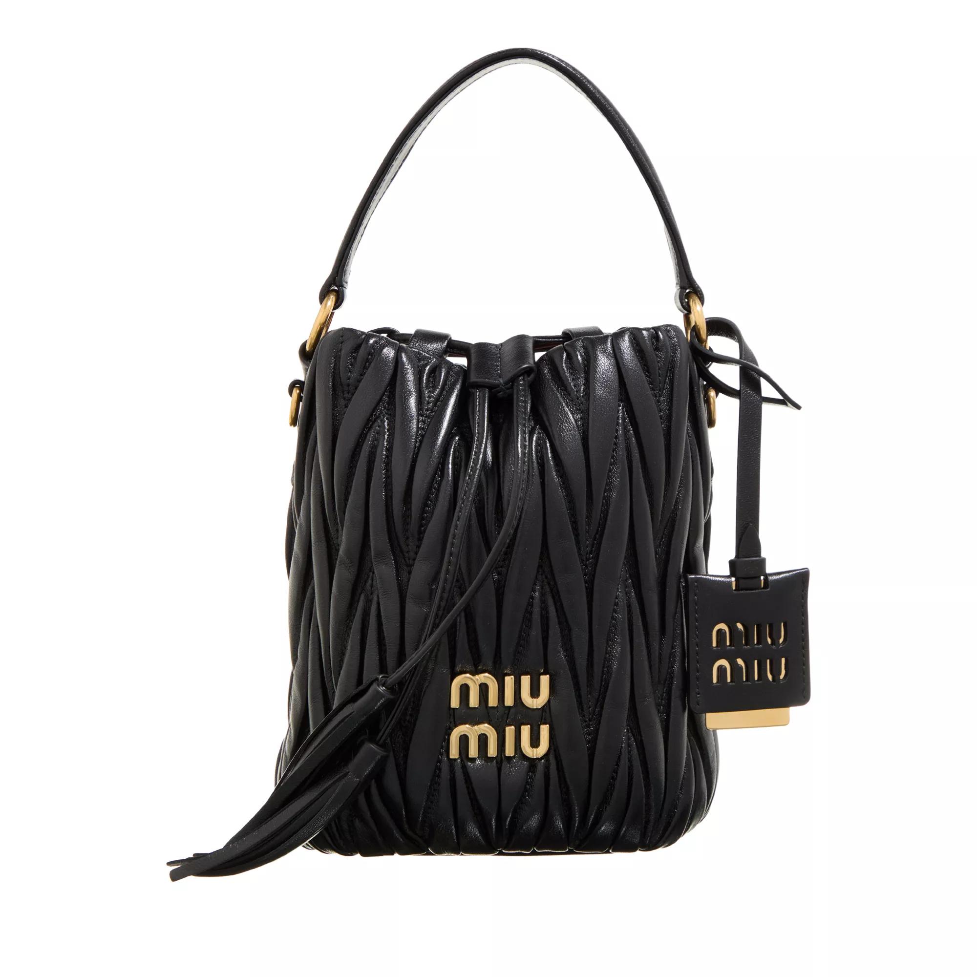 Miu Miu Beuteltasche - Bucket Bag Made Of Matelless Nappa Leather - Gr. unisize - in Schwarz - für Damen