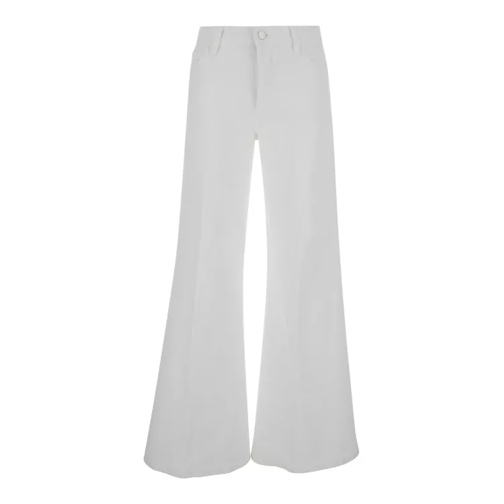 FRAME Le Palazzo' White Wide Jeans With Branded Button I White 