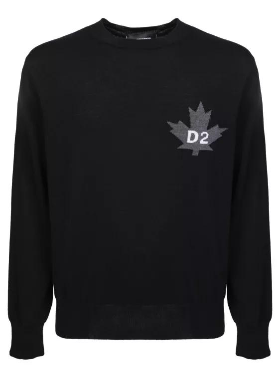 Thumbnail - Dsquared2 - Maple Leaf Black Sweater - Größe S - black