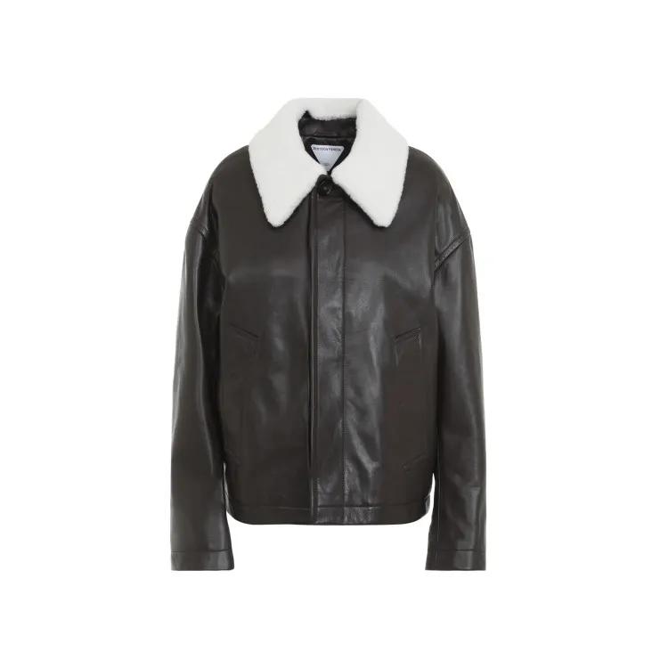 Bottega Veneta - Leather Shearling Bomber Jacket - Größe 40 - schwarz