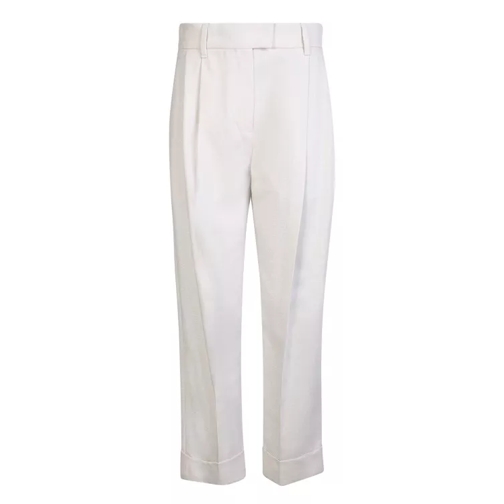 Brunello Cucinelli White Twill Baggy Sartorial Trousers White Hosen