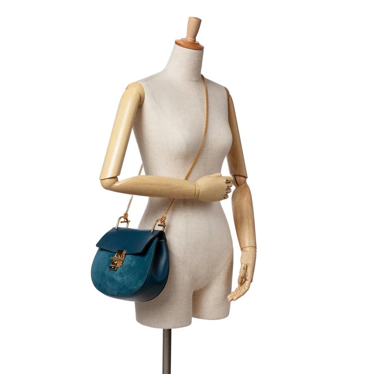 Thumbnail - Chloé Hobo Bags - 2017 Small Suede and Calfskin Drew Crossbody - Gr. unisize - in Blau - für Damen