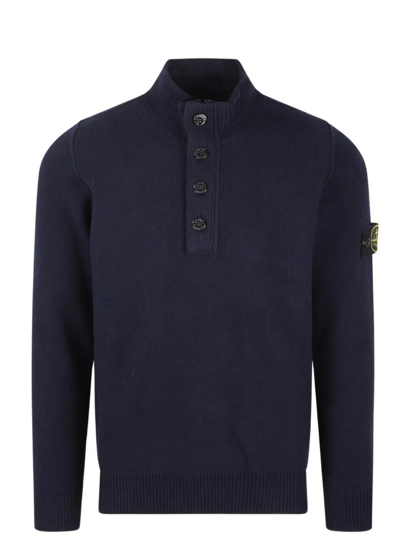 Stone Island - Half-Zip Knit Pullover - Größe XL - blau