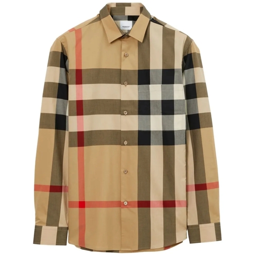 Burberry Shirts Archive Beige Cotton Check Print Shirt Brown