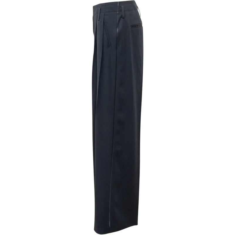 Kenzo Hose Pantaloni a Gamba Ampia con Piega Frontale dunkelgrau(Image 3)