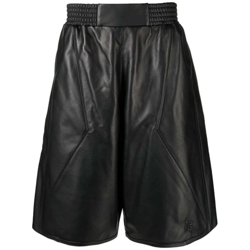 Balmain Legere Shorts Leather Knee-Length Shorts Black