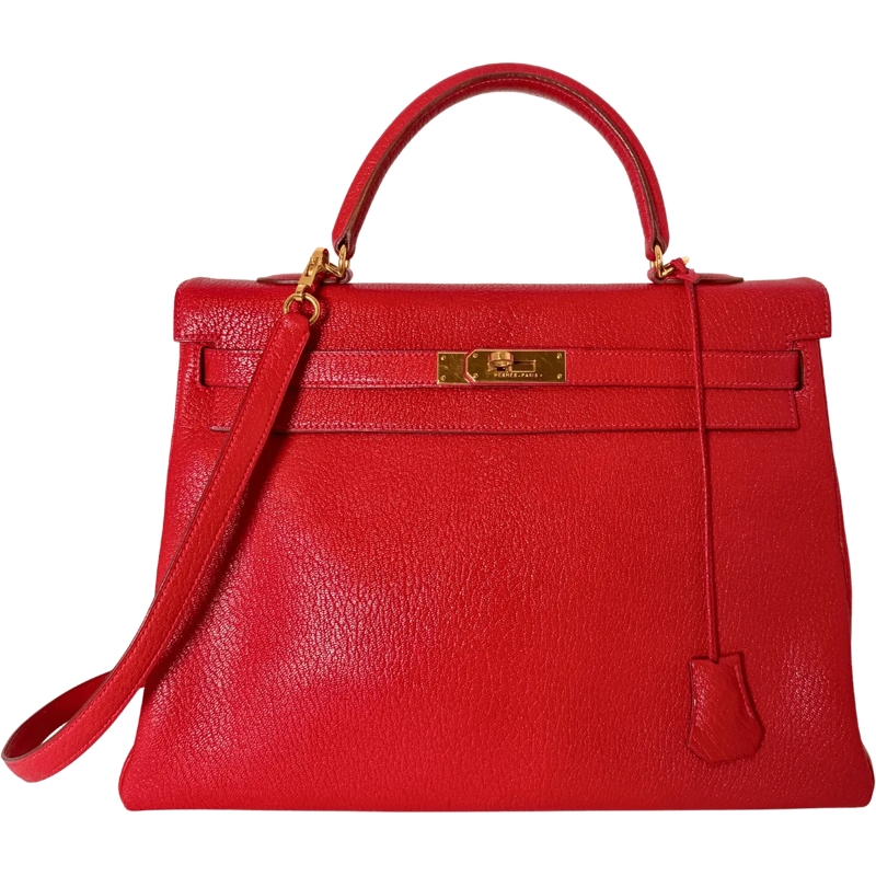 Hermès Schultertasche Hermes Vintage Che?vre Mysore Retourne 35 Kelly Ba rot