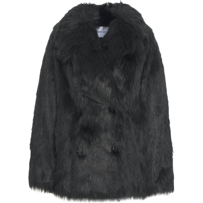 Stand Studio Veste de transition Faux fur jacket 'Katalina' schwarz