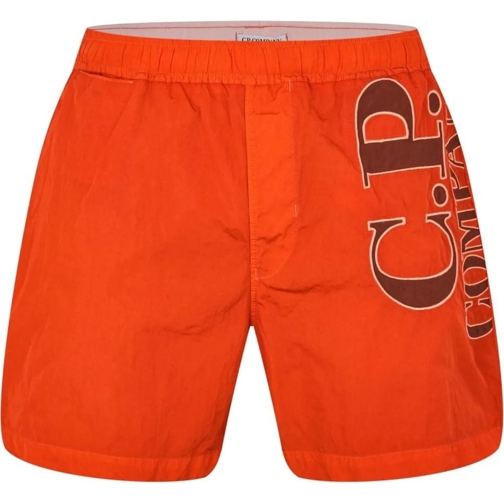 CP Company  Eco-chrome R Logo Swim Shorts orange