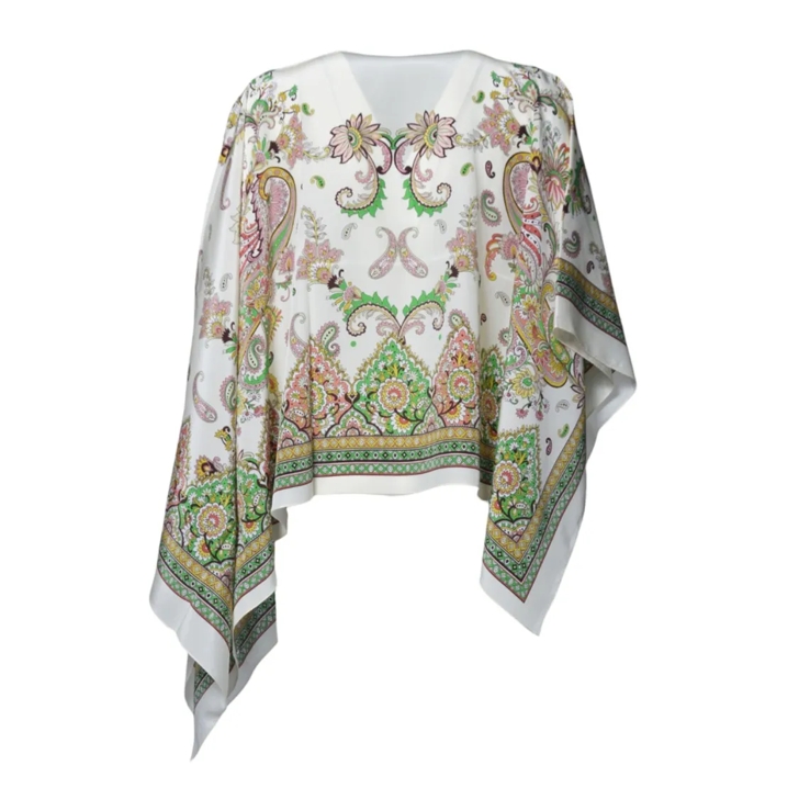 ポンチョ・ケープ Etro Cream Silk Poncho With Floral Paisley Print Etro Cream Silk Poncho With Floral Paisley Print Neutrals | Cape
