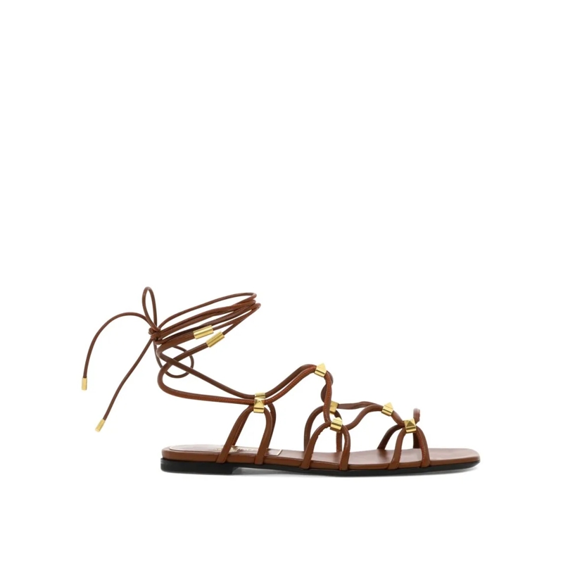 Valentino Garavani Sandalen Leather Sandals With Knot Detailing Brown