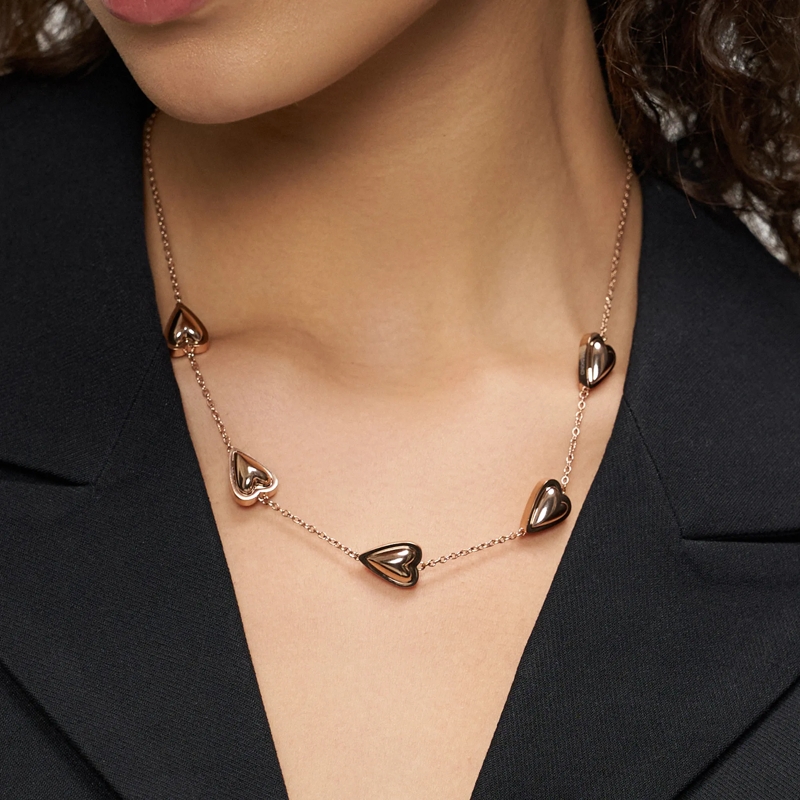 Liebeskind Berlin Mittellange Halskette Edelstahl Metal Heart rose(Image 2)