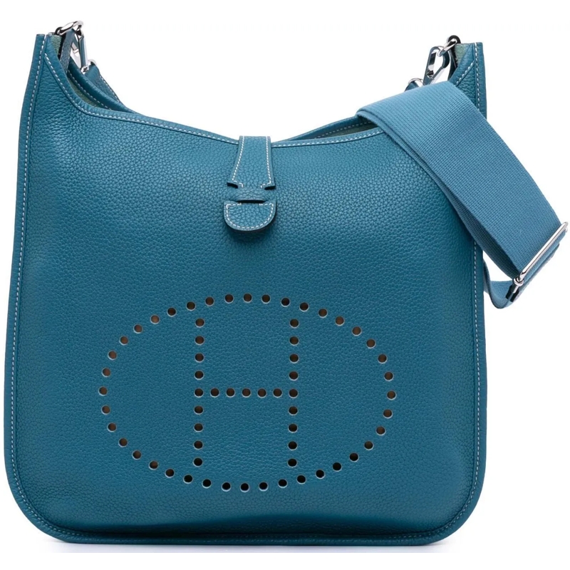 Hermès Schultertasche Clemence Evelyne III 33 blau