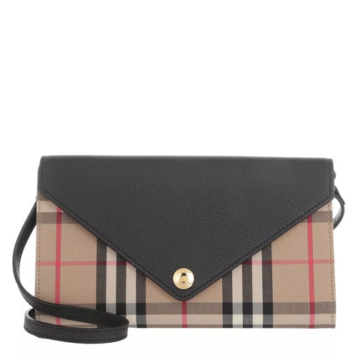 Burberry Long Wallet On Strap Black/Checked Wallet On A Chain