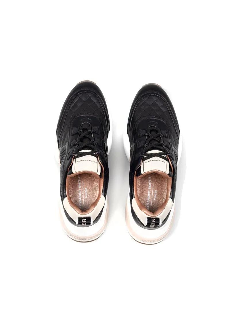 Alexander Smith Quilted Black Casual Trainers Black | Low