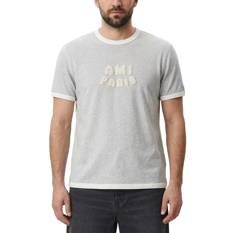 AMI Paris T-Shirt T-Shirt mit Logo grau(Image 2)