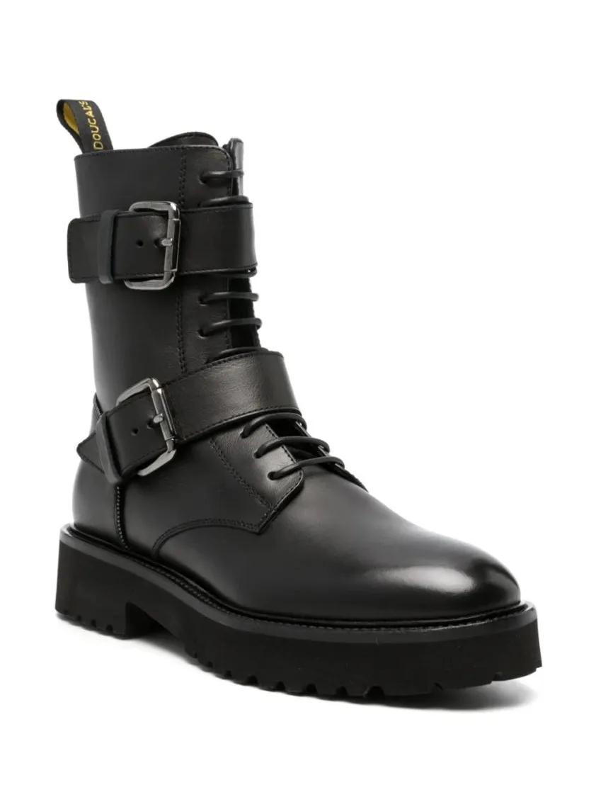 Thumbnail - Doucal's Stiefel - Buckled Lace-Up Leather Boots - Gr. 37,5 (EU) - in Schwarz - für Damen