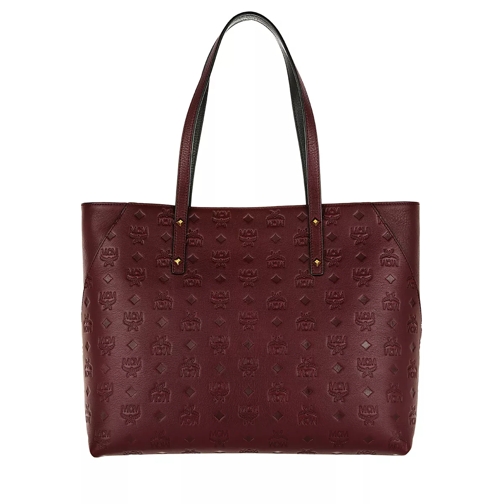 MCM Klara Monogrammed Top Zip Shopper Medium Rustic Brown Shopping Bag