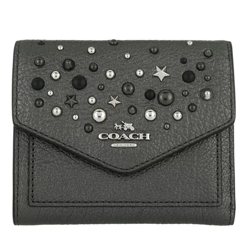 Coach Small Wallet Crossgain Leather Metallic Graphite Portemonnaie mit Überschlag