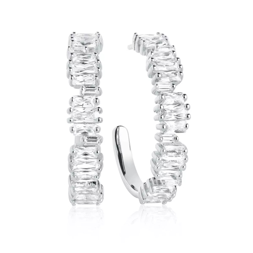 Sif Jakobs Jewellery Antella Creolo Grande Earrings White Zirconia 925 Sterling Silver Ring