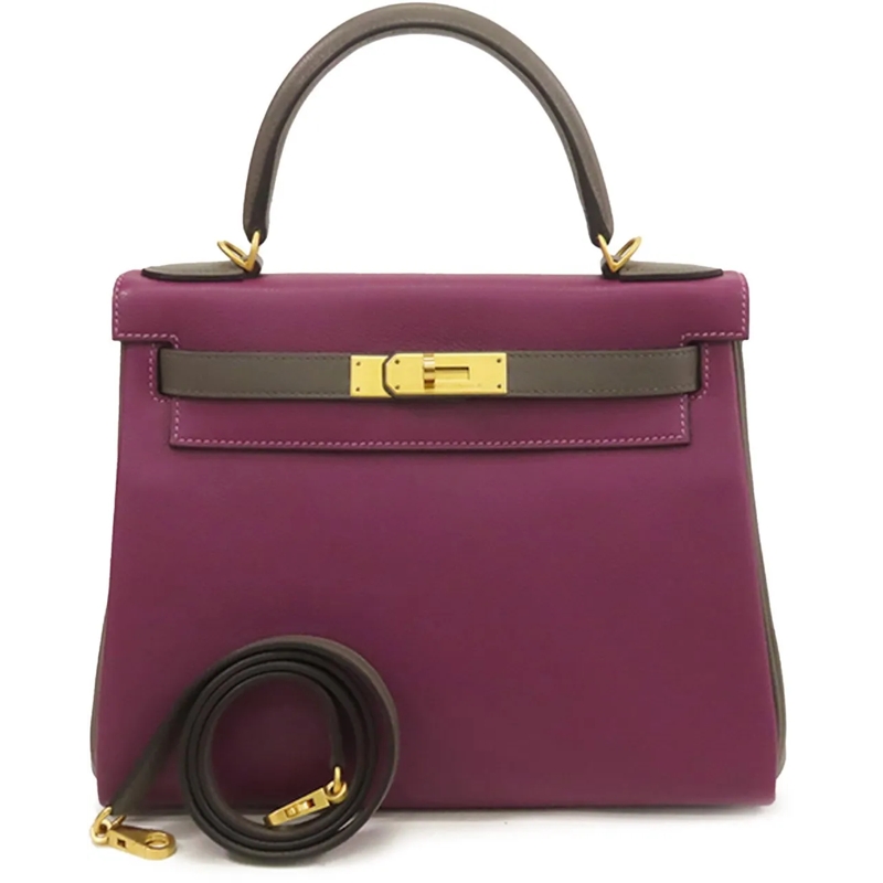 Hermès Schultertasche Special Order Evercolor Kelly II Retourne 28 lila
