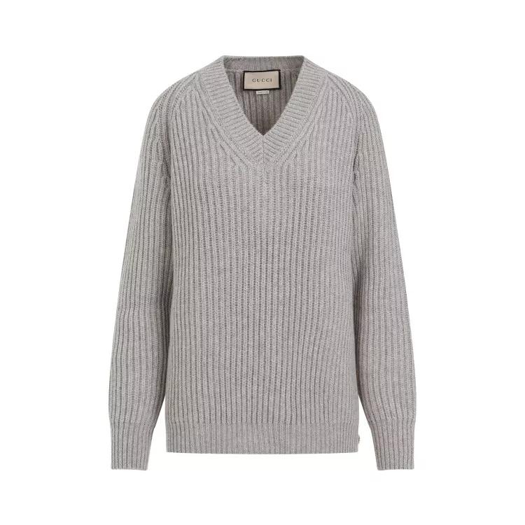 Gucci - Warm Grey Ribbed Wool-Cashmere Sweater - Größe XS - gray