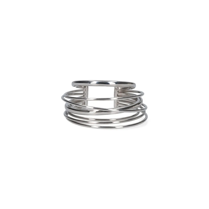 Panconesi Ring Open Cuff Solar Crystal Bracelet Silver
