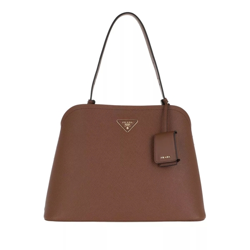 Prada Matinée Handbag Saffiano Leather Brown Draagtas