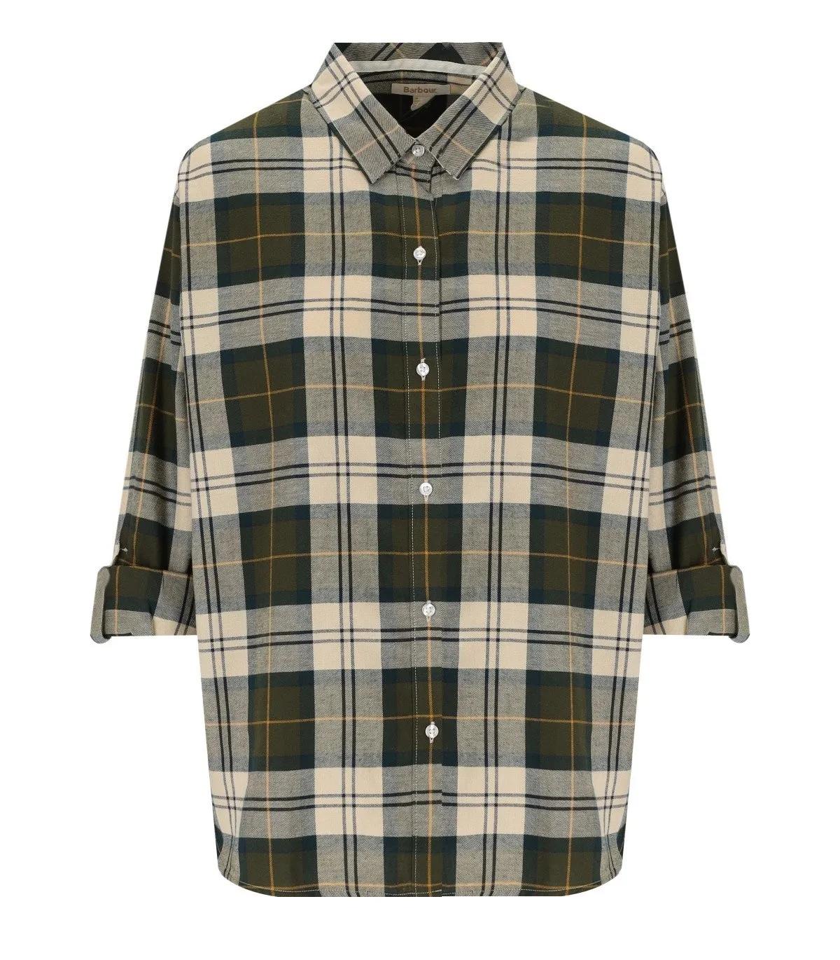 Barbour - BARBOUR ELISHAW TARTAN BEIGE GRÜN HEMD - Größe 42 - beige