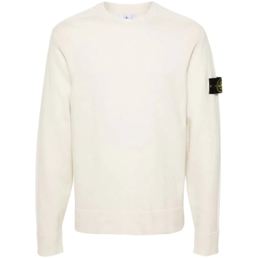 Stone Island Compass-Badge Wool Blend Jumper White Pullover