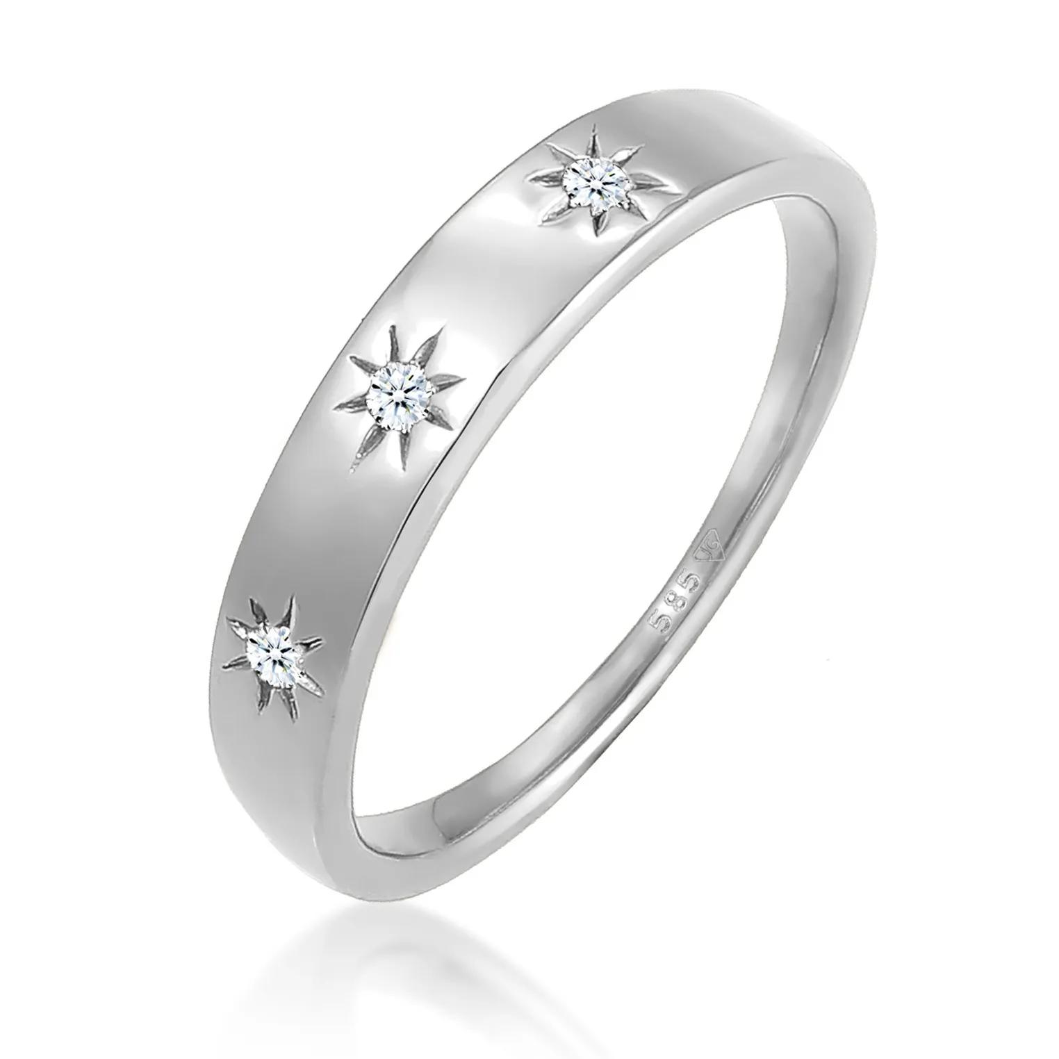 Elli Ringe - Ring Verlobung Astro Diamant (0.045 ct.) 585 Weißg - Gr. 52 MM - in Silber - für Damen