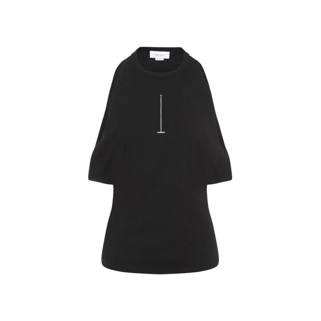 Alexander McQueen - Black Cotton Top - Größe 42 - schwarz