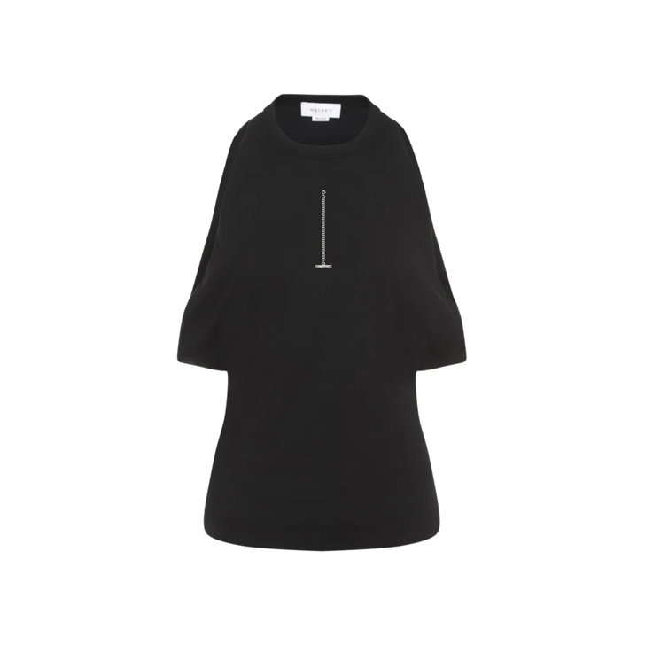 Alexander McQueen Black Cotton Top Black Langarmelige Oberteile