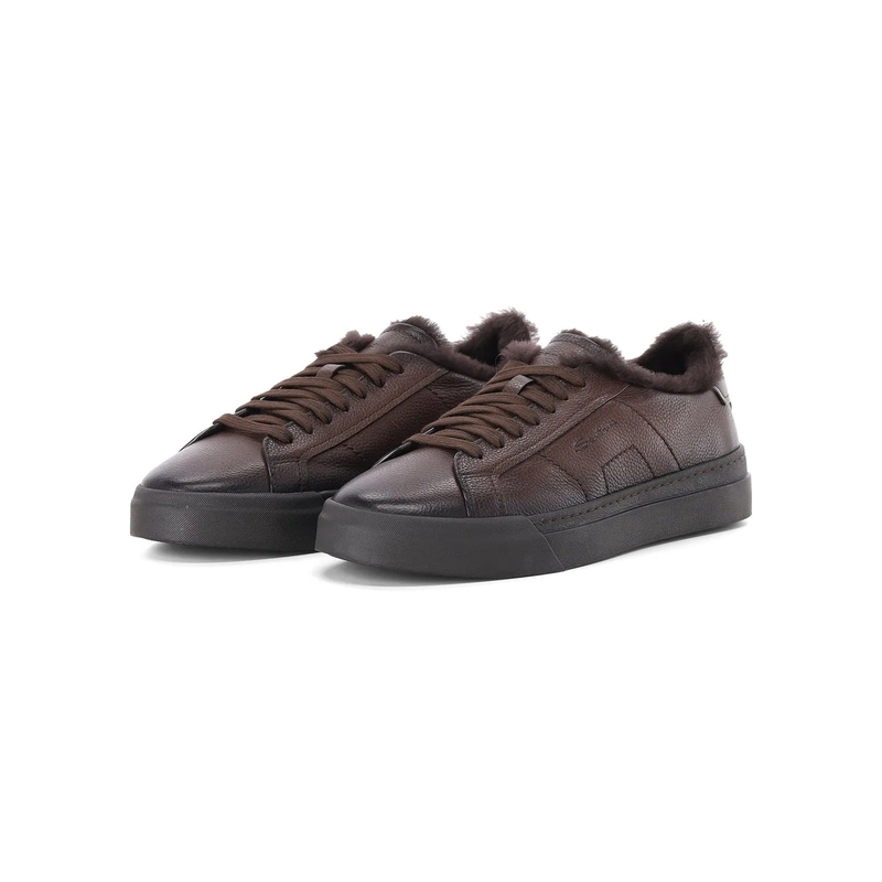 Santoni Lage-top sneaker Sneaker aus Leder braun
