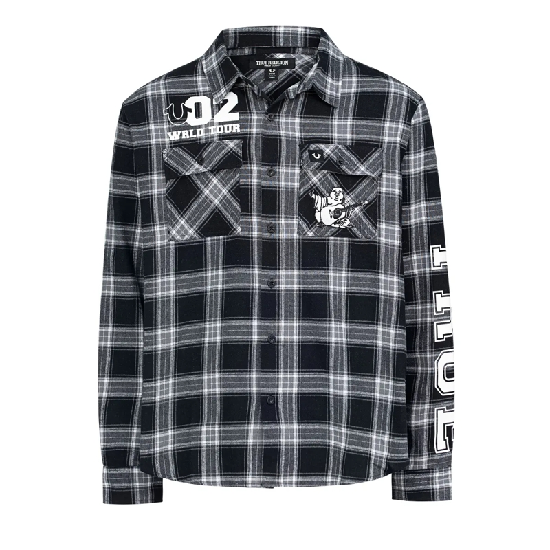 True Religion Hemd - Langarm- Flannellhemd- Knopfleiste- Karomuste bunt