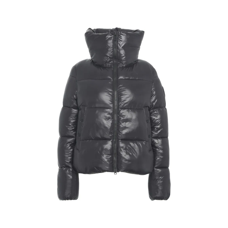 Save the Duck  Glossy Puffer Jacket With High Collar And Plumtech Grey