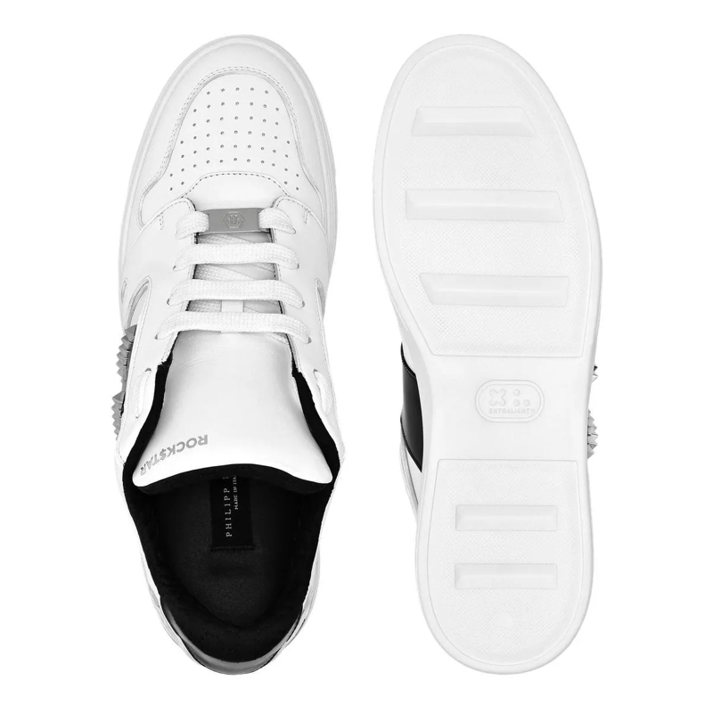 Philipp Plein Low-Top-Sneaker Low-Top Turnschuhe Mit Nietenverzierungen weiss(Image 4)