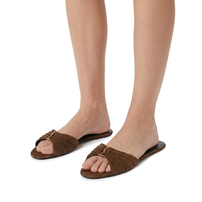 Saint Laurent Schnürschuhe Pantoletten aus Veloursleder braun(Image 2)