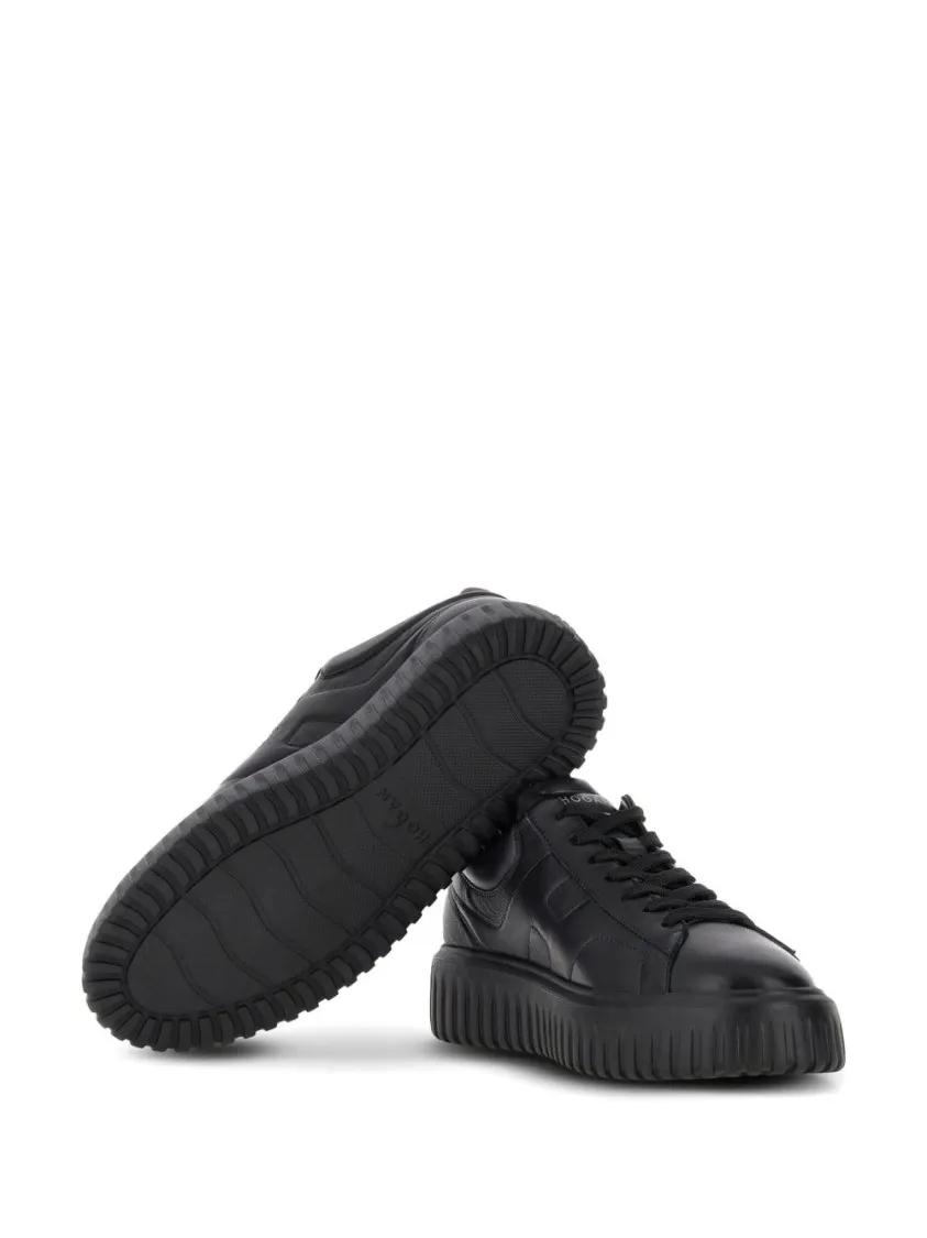 Thumbnail - Hogan Low-Top Sneaker - Black Leather Sneakers With Textured Sole - Gr. 7_5 - in Schwarz - für Damen