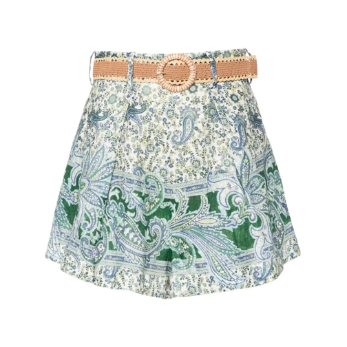 Zimmermann Casual Shorts Ottie Tuck Linen Shorts Green