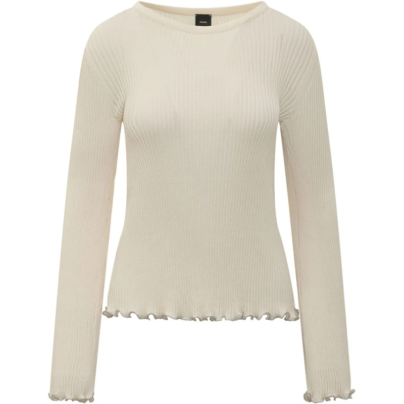 Pinko Langärmeliges Oberteil Maglia in Crepe a Costine weiß