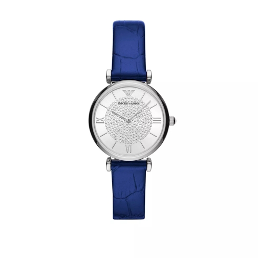 Emporio Armani Ladies Two-Hand Leather Watch Blue Dresswatch