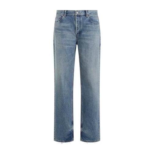 Saint Laurent Relaxed Straight Blue Cotton Jeans Grey 