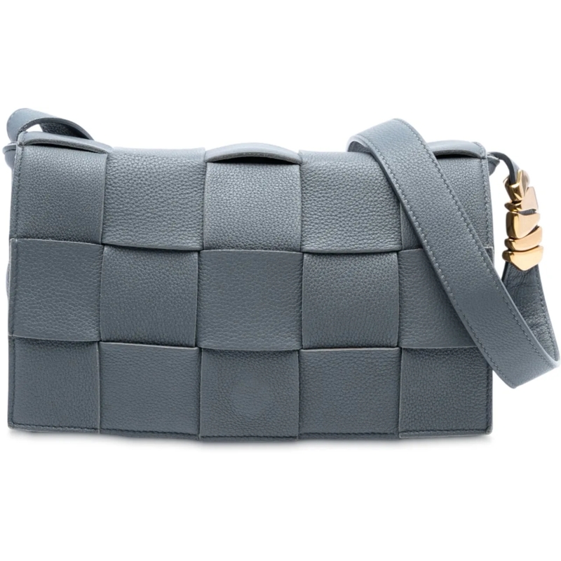 Bottega Veneta Sac à bandoulière Grained Calfskin Intrecciato Cassette Crossbody grau